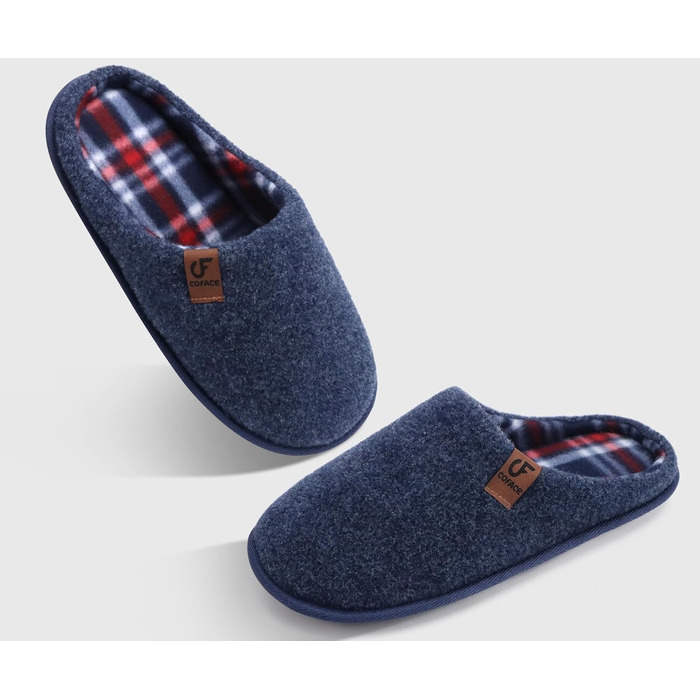 Тапочки чоловічі COFACE з фетру, теплі та зручні, з антиковзкою гумовою підошвою, розмір 40-49, темно-синій