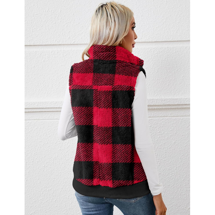 Жіночі теплі рукавички з флісу IECCP для осені та зими. Теплі рукавички з флісу для жінок, осінній/зимовий стиль, чорно-білий принт у клітинку (червоно-чорна клітинка), розмір S