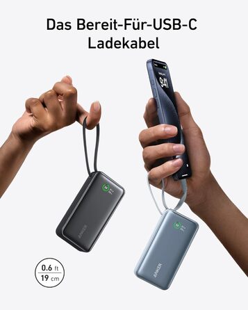 Powerbank Anker Nano 10000mAh з USB-C кабелем, 30W PD, USB-A, для iPhone, MacBook, Galaxy, iPad, AirPods (фіолетовий)