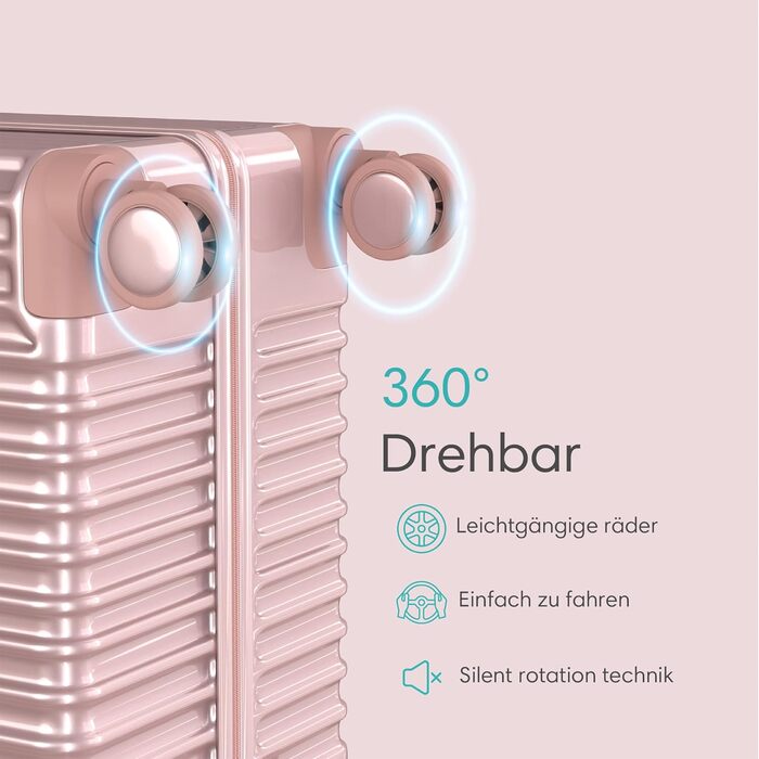 Набір валіз Voyagoux 2 шт. - 39L та 113L, жорсткі валізи, TSA-замок, ABS пластик, 4 колеса 360°, міцні та легкі, рожеве золото