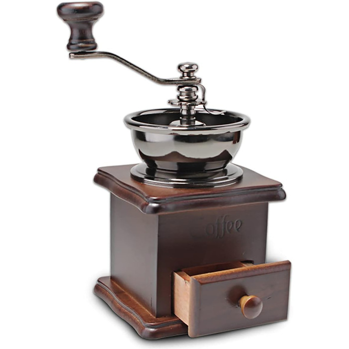 Ручна кавомолка A + kitchen Vintage стиль з керамічним жорном, коричнева, 20 x 9,5 x 16,5 см