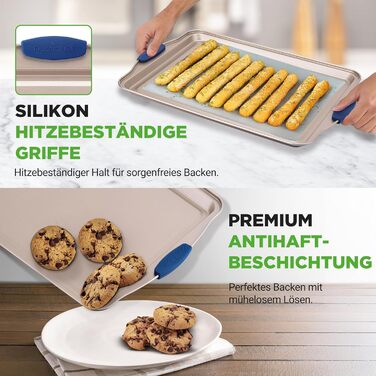 Набір форм для випічки NutriChef 6 шт. – дека, форма для мафінів, кексова форма з антипригарним покриттям, термостійка до 230°C, складається, з ручками з силікону з вуглецевої сталі – ідеально для тортів, хліба та мафінів