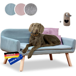 Софа для собак Rohrschneider Chicago | Миється, для собак маленьких та середніх порід | Макс. вага 50 кг | Зручна, Made in EU | 103x57x50 см | Сумка для відходів (Блакитна)