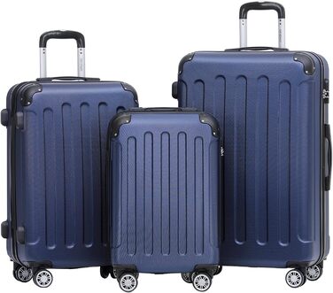 Набір валіз Beibye 2045 з трьох валіз-роликів, 3 шт. - набір валіз з твердим корпусом, 20 кольорів (Темно-зелений, Темно-синій)