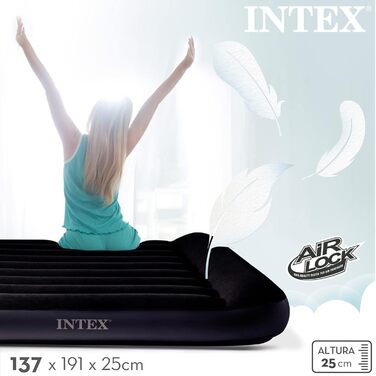 Надувний матрац Intex Klassische 137x191x25 см Fiber-Tech RP (64148ND) - односпальний, для дому та відпочинку