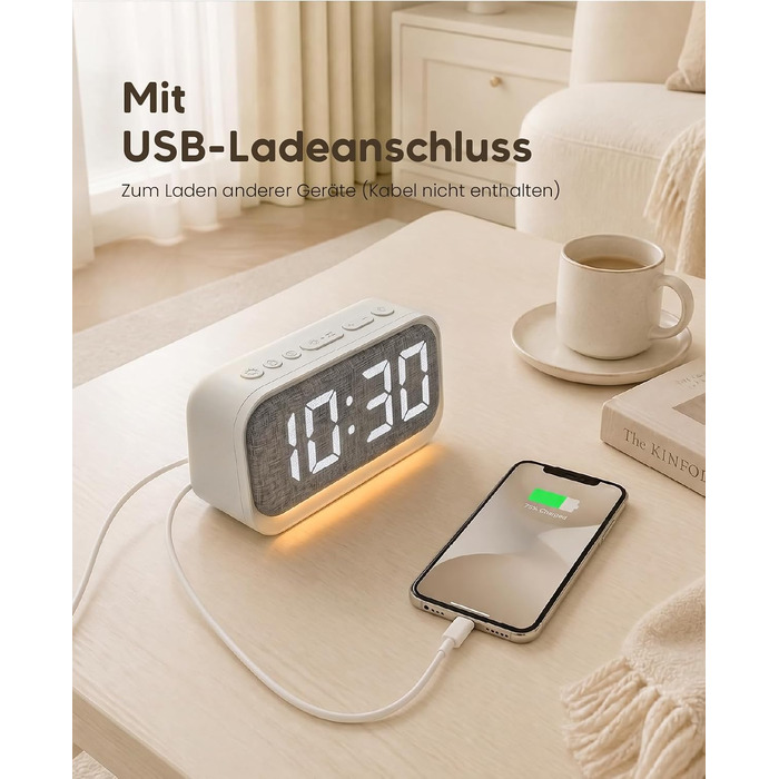 Цифровий будильник з LED-дисплеєм та підсвічуванням, настільний годинник для спальні та офісу, з функцією Snooze та регулюванням яскравості, живлення від мережі або батарейок