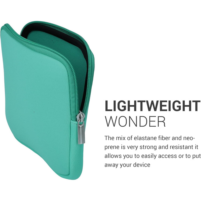 Чохол для eReader kwmobile - Neopren, захисна сумка, 17 x 12 x 2 см, підходить для 6' - 6.8' eReader, м'ятно-зелений