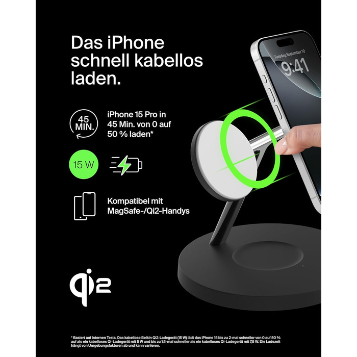 Belkin MagSafe 3-в-1 Бездротова Зарядка 15W для iPhone, Apple Watch та AirPods (Чорний)
