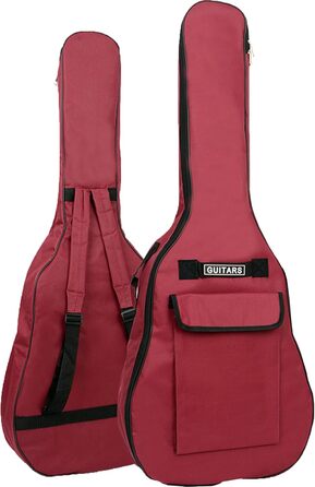 Водонепроникний гіга-кейс SUQ для гітари Oxford, 40/41 дюймів, музичний принт, нейлон, для електро-, акустичної та концертної гітари, стійкий до ударів, 8 мм підкладка, водонепроникний (червоний)