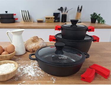 Каструля Briebe Black Titanium з титановим покриттям, 16 см, індукція, склокришка, для плити та духовки