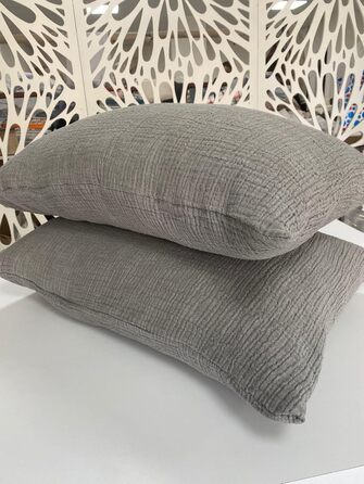 100% Cotton Muslin Throw Blanket, 4-Layer, Soft Turkish Cotton, Muslin, Reversible, Charcoal Gray (2 King-Size Pillowcases 20 x 35 inches)