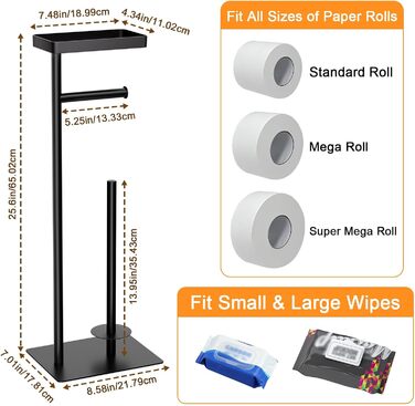 Підставка для туалетного паперу настільна з боксом для вологих серветок, з нержавіючої сталі, чорна матова