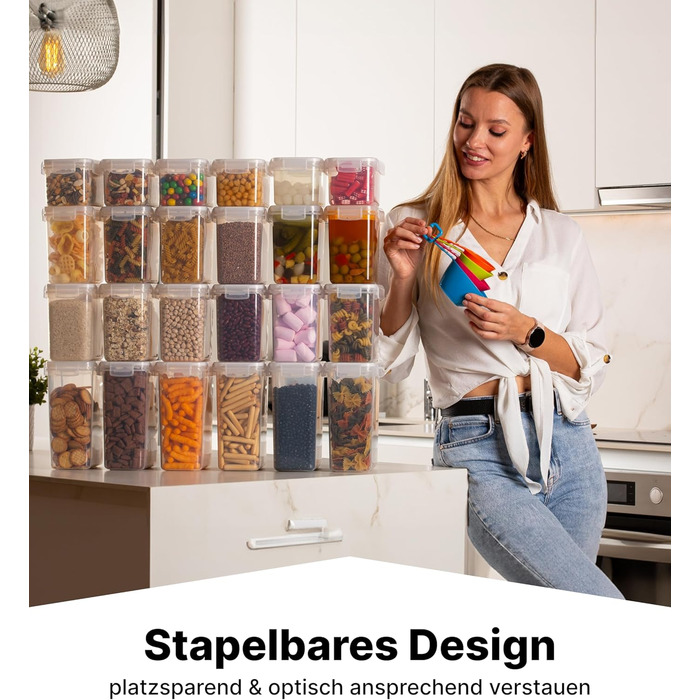 Набір контейнерів для зберігання Deco haus® з кришкою (24 шт.) - для кухні, продуктів, круп, борошна