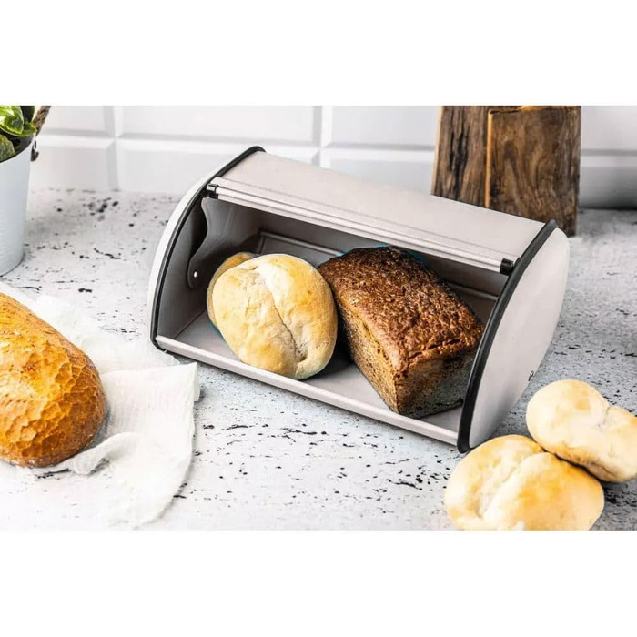 KING HOFF Контейнер для хліба та продуктів, сталевий, чорний (Beige Klein)