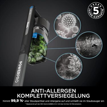 Пилгопоглинач Shark PowerPro бездротовий, акумуляторний, для тварин, алергіків, килимів та твердих поверхонь, з LED-підсвічуванням та гнучким гофрованим всмоктувальним шлангом, Navy Blue, IZ380EU (Срібло та Mauve)