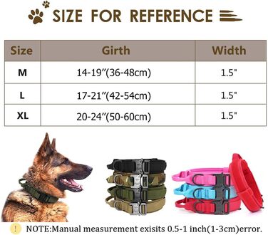 Тактичне нашийник для собак середніх та великих порід, персоналізований з іменем та номером телефону (Стиль A)