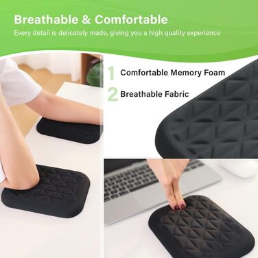 Підставка для зап'ястя та ліктя Ergonomische LargeLeaf з Memory Foam для столу, чорна, 20*14 см
