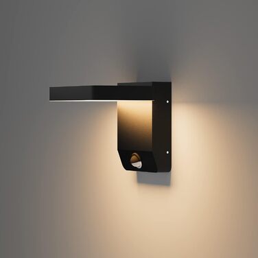LED вуличний світильник K-Bright 20W з датчиком руху, IP65, для балкона та саду (чорний)