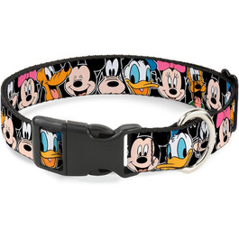 Гермо-нашийник Buckle-Down з класичними персонажами Disney, чорний, пластик, M (11-17 дюймів, 2.5 см)