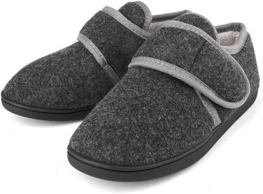 Тапочки чоловічі TIESTRA з термопресом для діабетиків, широка стопа, з підошвою з memory foam, чорні, розмір 41-47 (EU 45)