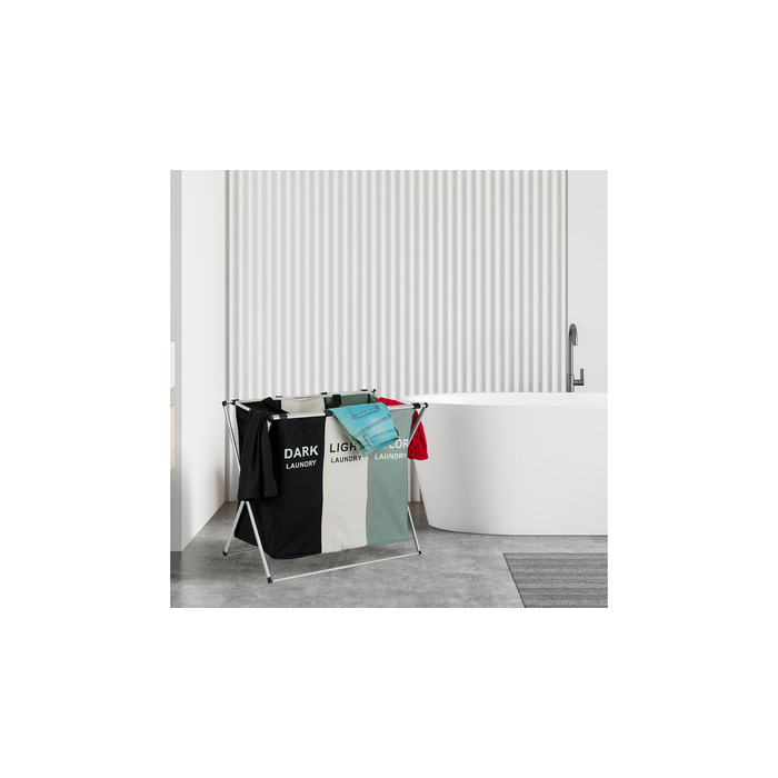 Relaxdays Laundry Hamper with 3 Compartments, Foldable