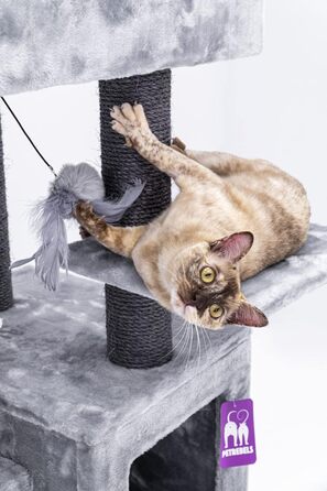 Котячий будиночок Petrebels Cleopatra: когтеточка, лежанка, печера, 134 см, бежевий/сірий