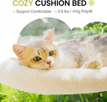 EWOOFUN Large Cat Hammock Window Perch - Removable Thick Cover - Foldable, Stable, 4 Strong Suction Cups, Holds 18kg (White), (Camel, M)