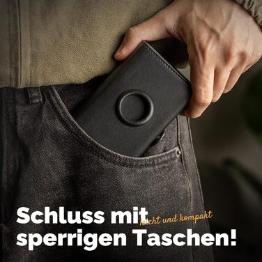 Чоловічий тонкий гаманець Portmonee з захистом RFID, Smart гаманець для карт та грошей, компактний Air Tag гаманець для 12 карт та 2 посвідчення, гаманець з висувним механізмом та відділенням для монет (A001 - Чорний)