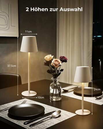 Настільна лампа бездротова акумуляторна Metalux Beige: світлодіодна, диммована, сенсорна, водонепроникна для дому та кемпінгу