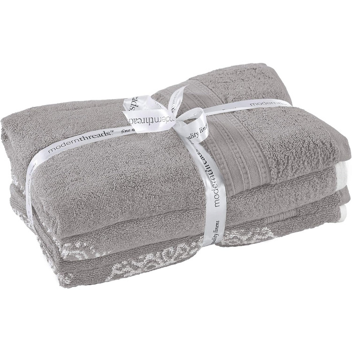 Набір махрових рушників Jacquard від Modern Threads Amrapur Overseas Artesia, двосторонні, 6 шт., колір шавлія/сірий