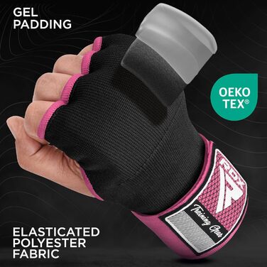 Гільйотини для боксу RDX Gel, для тайського боксу, еластичні, 100 шт., довгі, для захисту зап'ястя, рожеві (S)