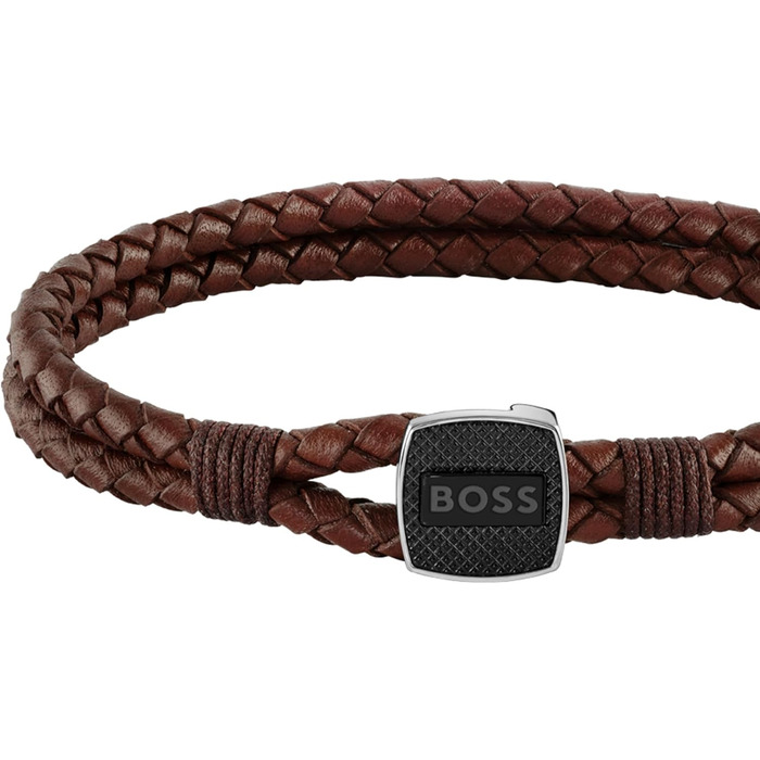 Браслет чоловічий BOSS SEAL шкіряний коричневий M