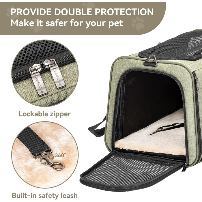 Транспортний бокс для кота/собаки Petsfit - складаний, зелений, M