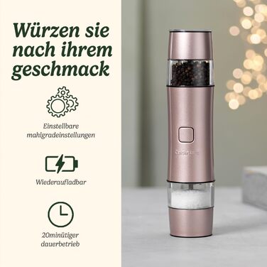 Електричні млини для солі та перцю Cuisinart | Набір | Акумуляторні | З мірною кришкою | Регулювання помелу