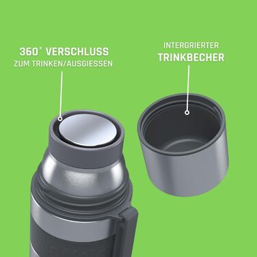 Термос з чашкою Boddels Thermoskanne 500 мл - ізольована фляга з нержавіючої сталі, не протікає, вакуумна ізоляція, подвійні стінки, без BPA, зберігає тепло 12 годин, 360° кришка, петля для перенесення, колір: тауп/білий