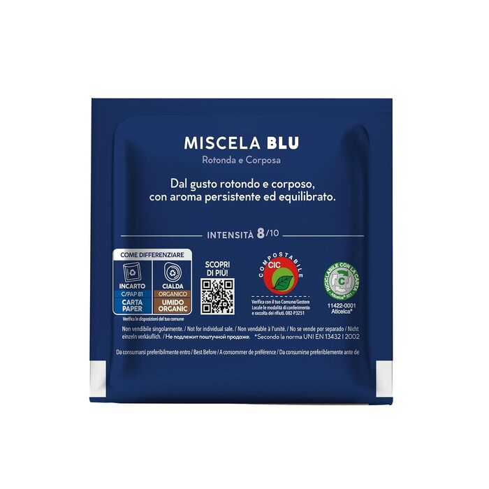 Кава в пріодах Caffe Borbone Miscela Blu ESE 44мм, міцна суміш (Original), 100 шт