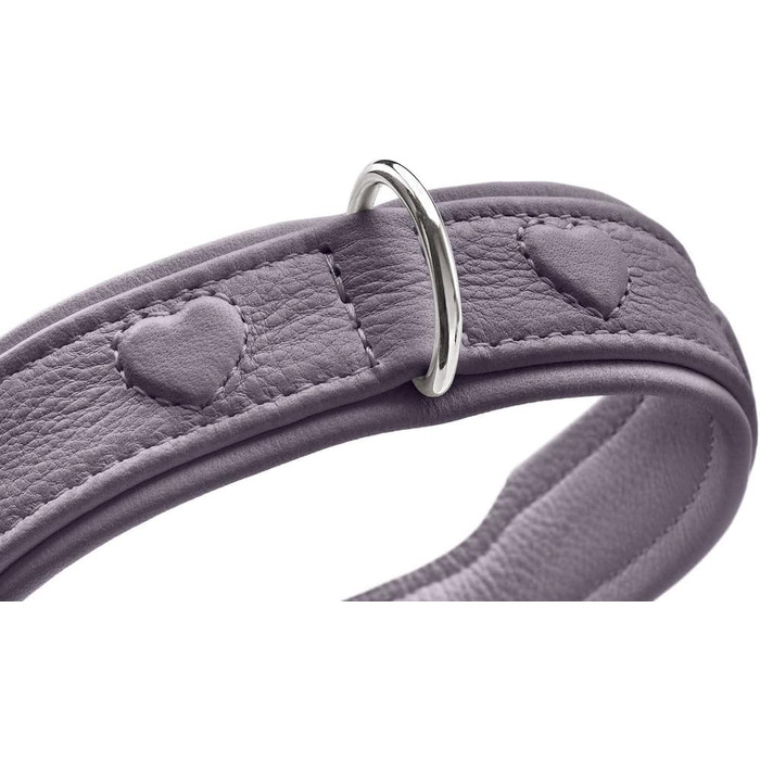 Нашийник для собак HUNTER SOHO X Love, фіолетово-сірий, з натуральної шкіри, м'який, з сердечками, для маленьких собак та цуценят, Made in Germany, розмір 42