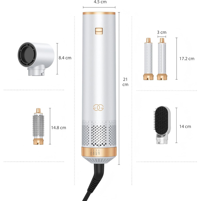 Набір для укладки волосся Golden Goods Airstyler 5-в-1: фен-щітка, плойка, стайлер для об'єму, випрямлення та завивки