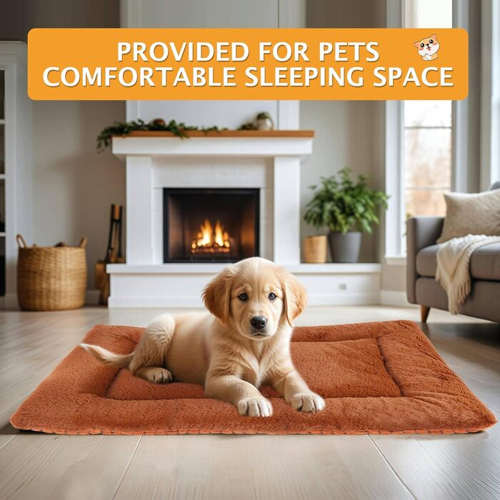 Dog Bed Soft and Warm Mat Dog Cushion Washable Cozy Reversible Pet Sofa Cushion PS085 (61x41 CM, Orange)
