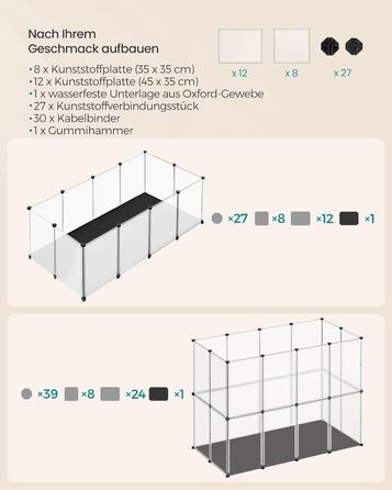 Клітка для дрібних тварин SONGMICS LPC012W01 з піддоном, біла, 143 x 73 x 46 см
