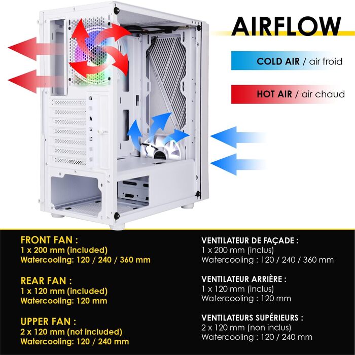 Корпус для ПК Empire Gaming Gamer Crystal ARGB – Білий, середній Tower ATX/Micro ATX/ITX з 3D-дзеркальним ефектом та RGB підсвічуванням