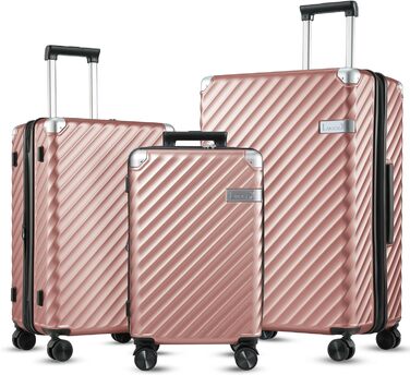 LUGGEX Carry-on Suitcase Hard Shell with Wheels - Expandable to 38L - Robust Polycarbonate for Stress-Free Travel (Rose Gold, 20/24/28)