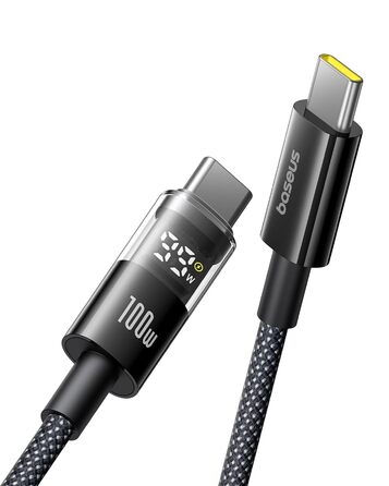 Кабель Baseus 100W USB-C на USB-C з LED дисплеєм, підтримка PD/QC 4.0 (1м)