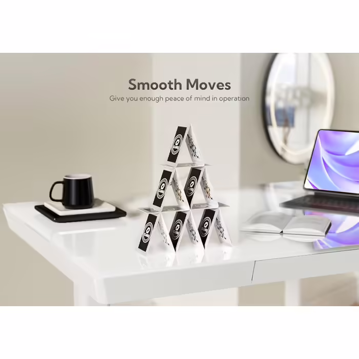 Claiks Adjustable Desk, Height Adjustable Electric Desk, Electric Desk with Glass Top, Standing Height Adjustable Desk, White 140 x 60 cm White