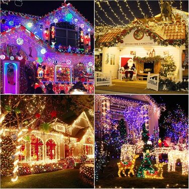 WOWDSGN Льохотна гірлянда для зовнішнього використання 20м, 2-в-1 LED гірлянда (Тепле біле & Класичне кольорове), сертифікований штекер GS, 11 режимів, пульт дистанційного керування та таймер, IP44 вологостійка різдвяна прикраса для саду, балкону, тепле б