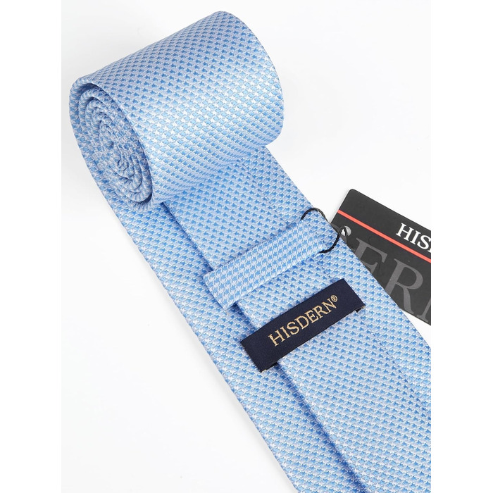 Краватки для чоловіків HISDERN: святкові краватки з кишеньковим хустинкою, класичний візерунок, в клітинку, для весілля та ділових зустрічей, блакитний колір