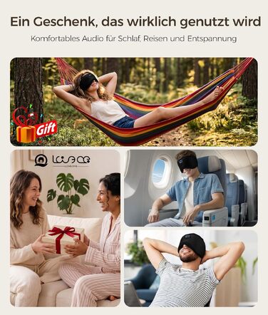 Маска для сну з Bluetooth навушниками LOVE EYE 3D, бамбукова, для чутливих очей, чорна (антрацит)