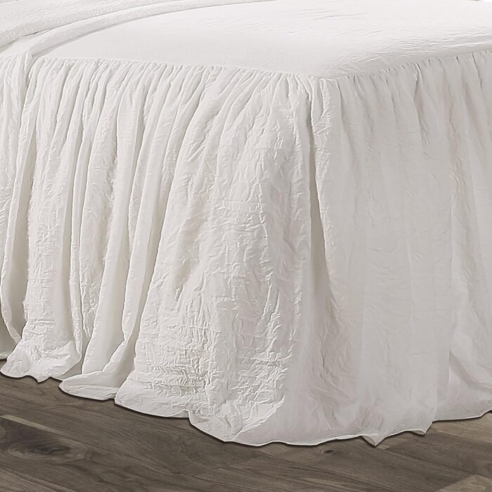 Lush Decor Bedspread with Ruffled Skirt, Polyester, White, King Size