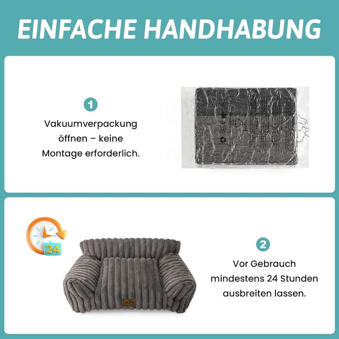 Килимок для котів XL, сірий, 65x44x30 см - м'яке ліжко-софа для котів та собак, зручне та легке у догляді