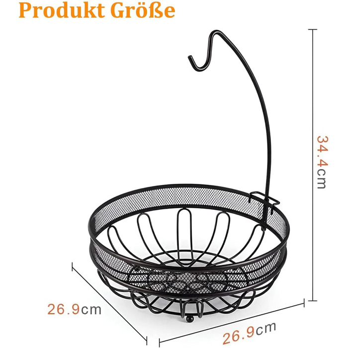 Металева фруктова корзина Bomclap з тримачем для бананів - стильна кухонна корзина для фруктів, овочів та закусок - бронза